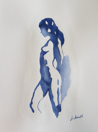 Schilderij getiteld "Nudo Femminile" door Leonardo Arieti, Origineel Kunstwerk, Aquarel