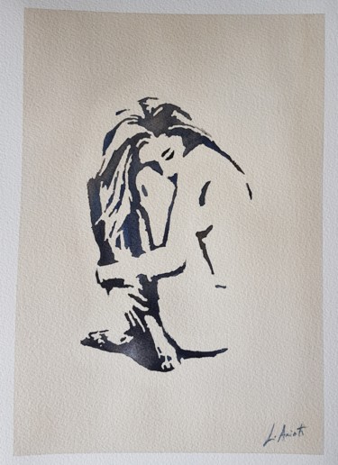 Pintura titulada "Nudo femminile" por Leonardo Arieti, Obra de arte original, Acuarela