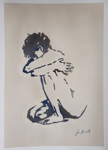 Schilderij getiteld "Nudo femminile" door Leonardo Arieti, Origineel Kunstwerk, Aquarel