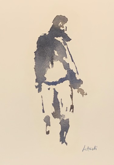 Schilderij getiteld "Uomo in trench" door Leonardo Arieti, Origineel Kunstwerk, Aquarel