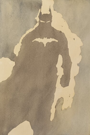 Painting titled "Batman 2" by Leonardo Arieti, Original Artwork, Watercolor