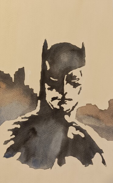 Painting titled "Batman 3" by Leonardo Arieti, Original Artwork, Watercolor