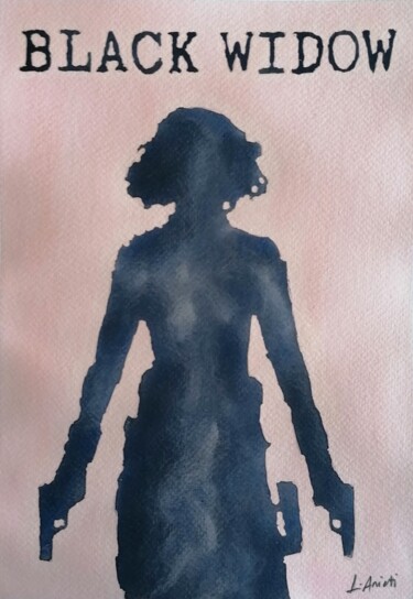 Картина под названием "Black Widow" - Leonardo Arieti, Подлинное произведение искусства, Акварель