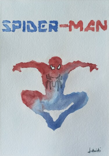 Painting titled "Spider-Man" by Leonardo Arieti, Original Artwork, Watercolor