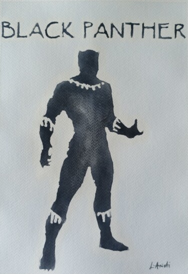 Peinture intitulée "Black Panther" par Leonardo Arieti, Œuvre d'art originale, Aquarelle