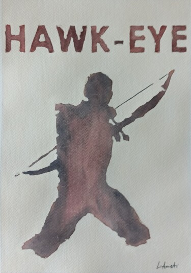 Malerei mit dem Titel "Hawk-Eye" von Leonardo Arieti, Original-Kunstwerk, Aquarell