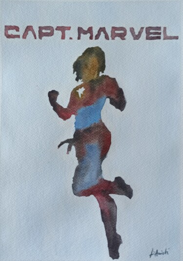 Peinture intitulée "Capt. Marvel" par Leonardo Arieti, Œuvre d'art originale, Aquarelle