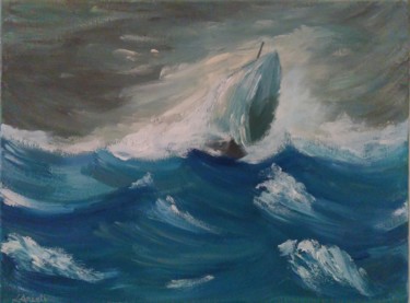 Schilderij getiteld "Tra le onde" door Leonardo Arieti, Origineel Kunstwerk, Acryl