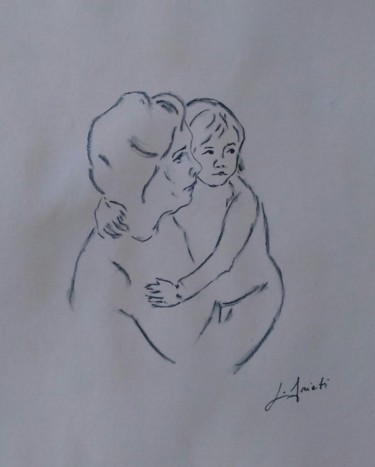 Dessin intitulée "L'abbraccio (copia…" par Leonardo Arieti, Œuvre d'art originale, Fusain