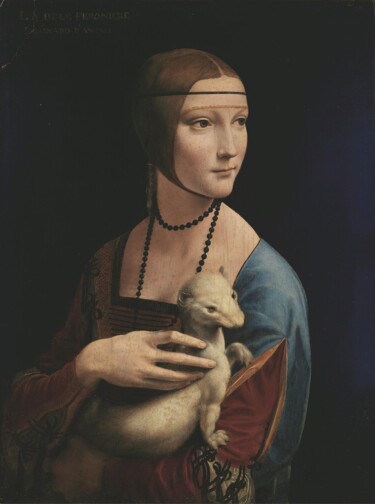 Pittura intitolato "La dame à l'hermine" da Leonardo Da Vinci, Opera d'arte originale, Olio