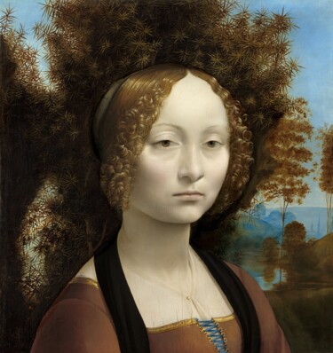 Ζωγραφική με τίτλο "Portrait de Ginevra…" από Leonardo Da Vinci, Αυθεντικά έργα τέχνης, Λάδι