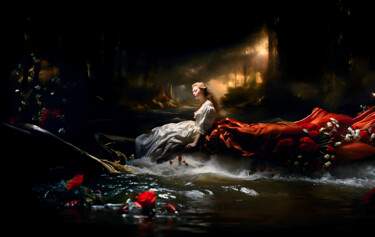 Digital Arts titled "La Donna Sul Fiume" by Leonardo Di Stefano, Original Artwork, AI generated image