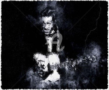 Digital Arts titled "Chuck Berry 001" by Leonardo Lillian, Original Artwork, Digital Painting