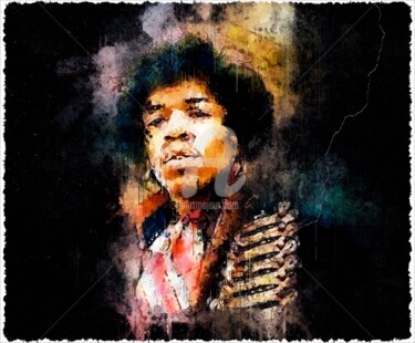 Digitale Kunst getiteld "Jimi Hendrix 001" door Leonardo Lillian, Origineel Kunstwerk, Digitaal Schilderwerk