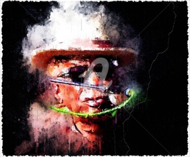 Arts numériques intitulée "John Lee Hooker 001" par Leonardo Lillian, Œuvre d'art originale, Peinture numérique