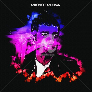 Digital Arts titled "Antonio Banderas 001" by Leonardo Lillian, Original Artwork, Digital Painting