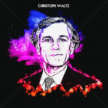 Arts numériques intitulée "Christoph Waltz 001" par Leonardo Lillian, Œuvre d'art originale, Peinture numérique