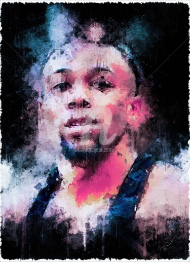 Digital Arts titled "Adama Traoré 01" by Leonardo Lillian, Original Artwork, Digital Painting