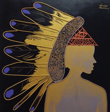 Collagen mit dem Titel "Beleza Indígena" von Leonardo Nogueira, Original-Kunstwerk, Collagen