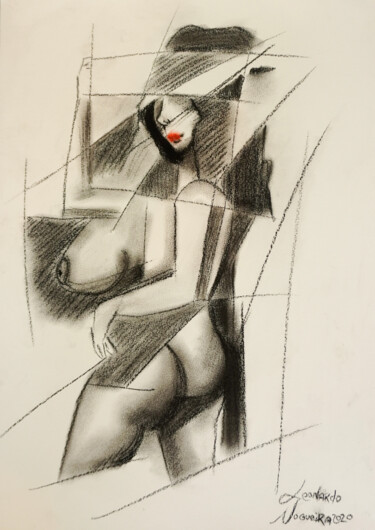 Disegno intitolato "Nudez Partida" da Leonardo Nogueira, Opera d'arte originale, Carbone