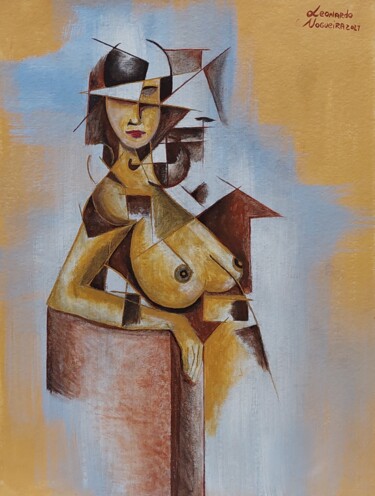 Malerei mit dem Titel "Pose" von Leonardo Nogueira, Original-Kunstwerk, Acryl