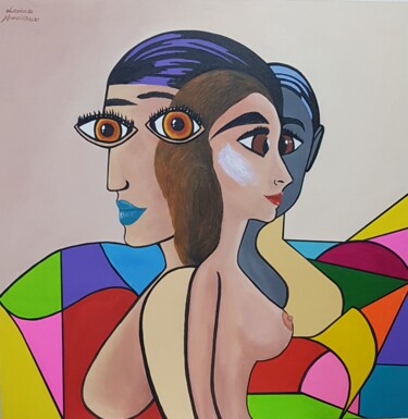 Malerei mit dem Titel "Faces de Mulher" von Leonardo Nogueira, Original-Kunstwerk, Acryl