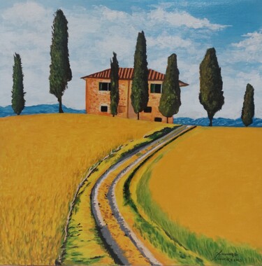 Schilderij getiteld "Toscana" door Leonardo Nogueira, Origineel Kunstwerk, Acryl