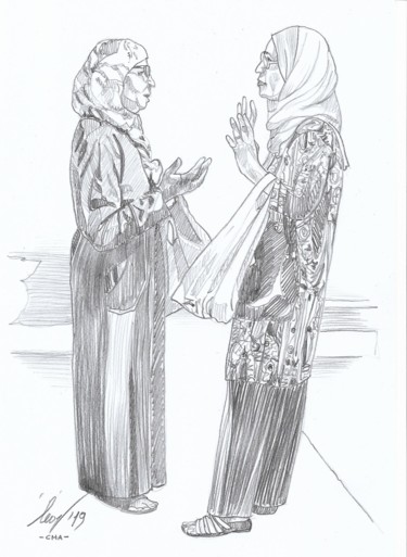 Drawing titled "Two-way interview" by Leonardo Venezia, Original Artwork, Pencil