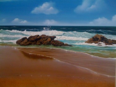 Painting titled ""Praia do Guincho"" by Leonardo Quintela, Original Artwork, Oil