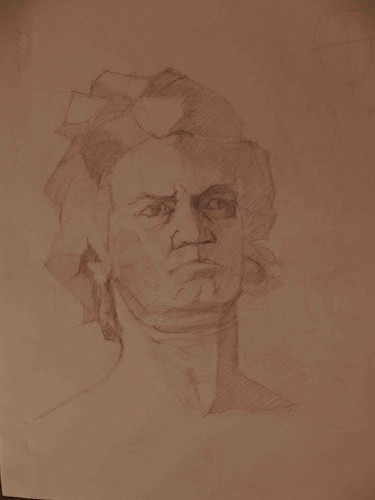 Drawing titled ""Bust of Ludwig Van…" by Leonardo Quintela, Original Artwork