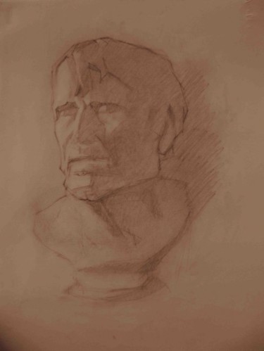 Drawing titled ""Bust of Seneca"" by Leonardo Quintela, Original Artwork