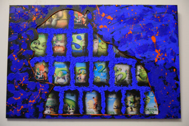 Sculpture titled "Shrek - Mix Media N…" by Leonard Radu Chioveanu, Original Artwork, Acrylic Mounted on Wood Panel