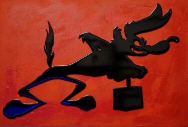 Sculpture titled "Coyote - Mix Media…" by Leonard Radu Chioveanu, Original Artwork, Aluminium Mounted on Wood Panel