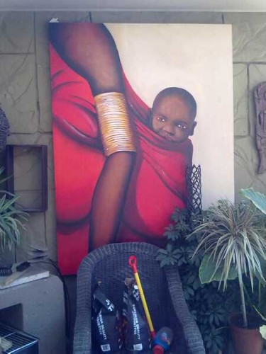 Painting titled "mother-child.jpg" by Leo Ndlovu, Original Artwork