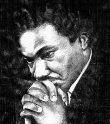 Drawing titled "Martin Luther" by Carmelo Leone, Original Artwork, Pencil Mounted on Other rigid panel
