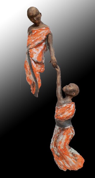Скульптура под названием "ENTRAIDE" - Léone Digraci, Подлинное произведение искусства, Керамика