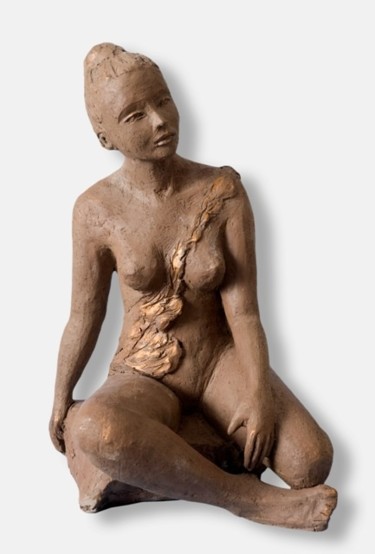 Sculpture titled "MELANCOLIE" by Léone Digraci, Original Artwork, Terra cotta