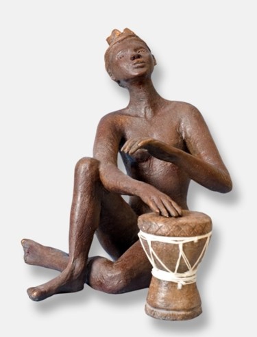 Sculpture titled "TAM TAM" by Léone Digraci, Original Artwork, Terra cotta