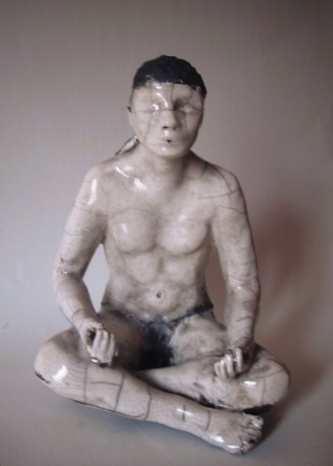 Скульптура под названием "MEDITATION" - Léone Digraci, Подлинное произведение искусства, Терракота