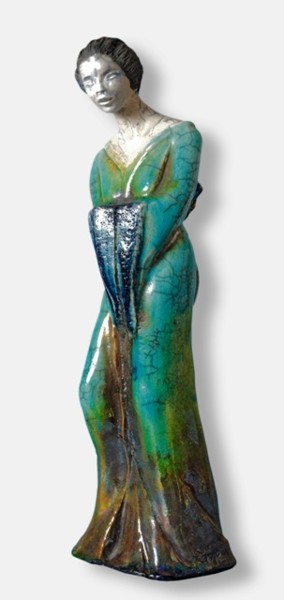 Sculpture titled "JAPONAISE" by Léone Digraci, Original Artwork, Terra cotta