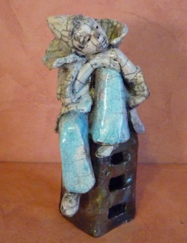 Sculpture intitulée "LE CLOWN EST TRISTE" par Léone Digraci, Œuvre d'art originale, Céramique