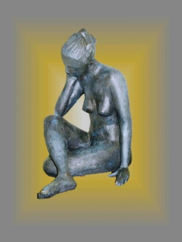 Скульптура под названием "MELANCOLITUDE" - Léone Digraci, Подлинное произведение искусства, Терракота