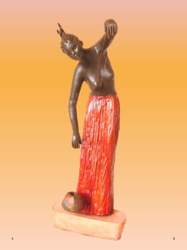 Skulptur mit dem Titel "JEUNE FILLE MASSAI" von Léone Digraci, Original-Kunstwerk