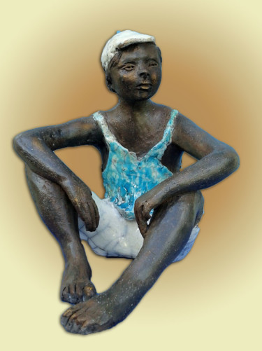 Sculpture titled "LE CONTEMPLATIF" by Léone Digraci, Original Artwork, Ceramics