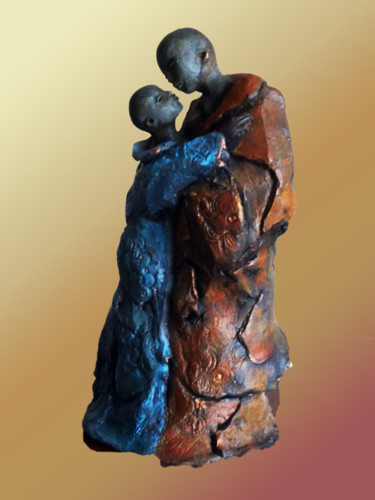 Skulptur mit dem Titel "romeo-et-juliette-2…" von Léone Digraci, Original-Kunstwerk, Terra cotta
