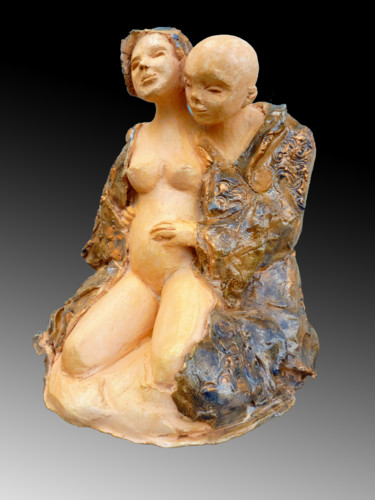 Sculptuur getiteld "BOUTON DE VIE" door Léone Digraci, Origineel Kunstwerk, Keramiek