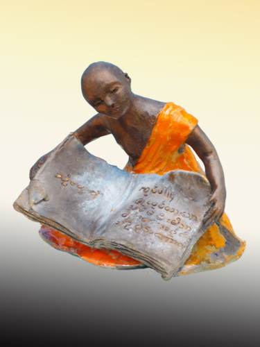 Sculpture titled "LE GRAND LIVRE" by Léone Digraci, Original Artwork, Ceramics