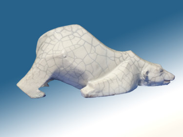 Sculpture intitulée "ours-blanc-modifie-…" par Léone Digraci, Œuvre d'art originale, Céramique