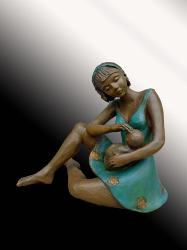 Skulptur mit dem Titel "PREMIERS ECHANGES" von Léone Digraci, Original-Kunstwerk, Keramik