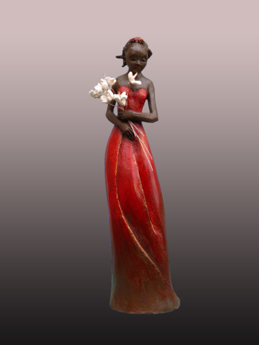 Sculpture titled "LA FLEURISTE" by Léone Digraci, Original Artwork, Ceramics